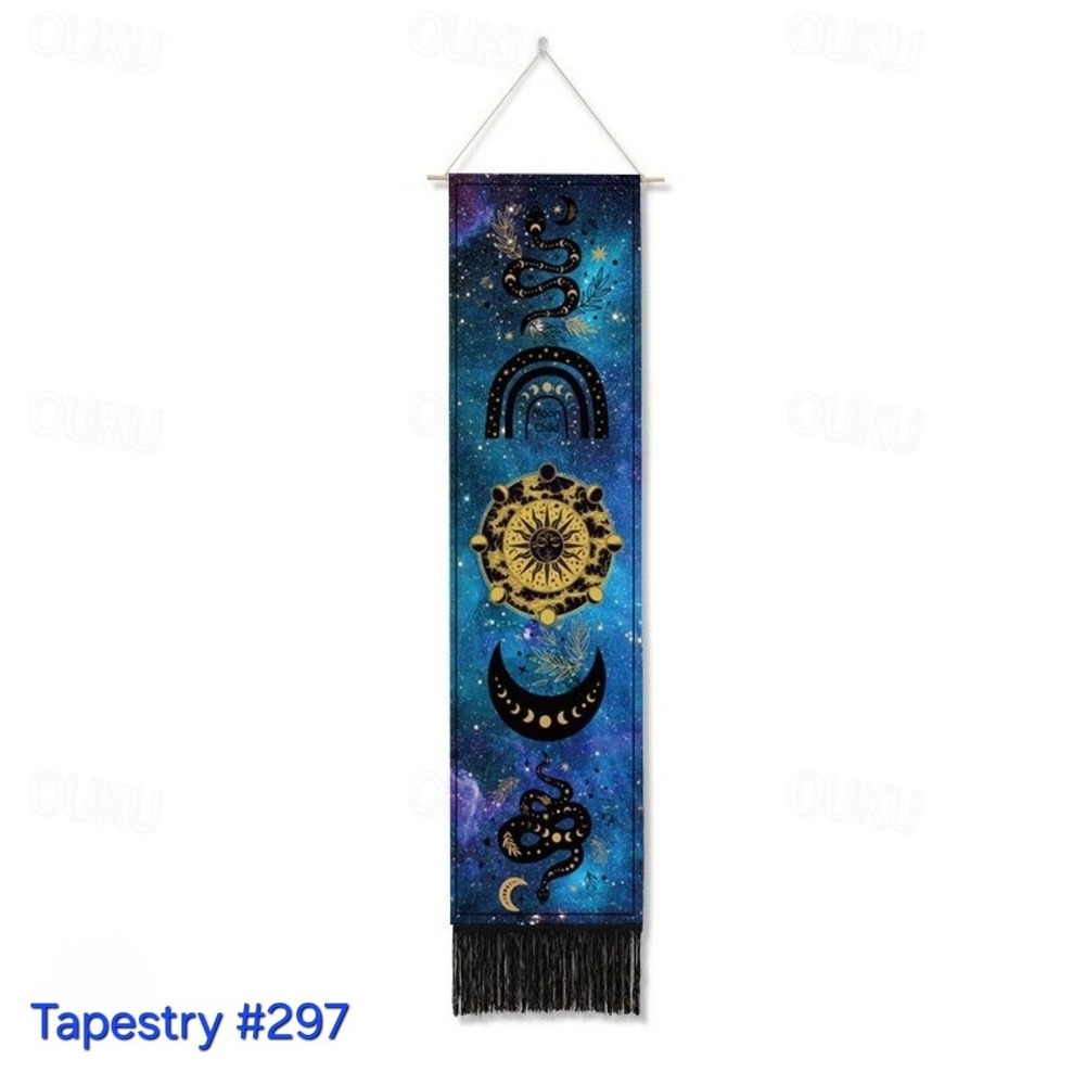 Celestial Snake Wall Tapestry - Moon Phase Rainbow Sun Mystic Decor‎
